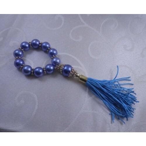 Light blue pearl tassel napkin ring, beaded wedding napkin holder