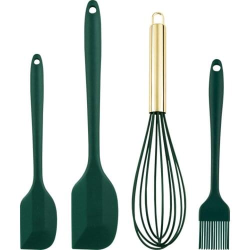 Dark Green Kitchen Gadget Sets Kawaii Multifunctional Kitchen Accessories Food Grade Silicone Utensils Spatula Oil Brush Whisker