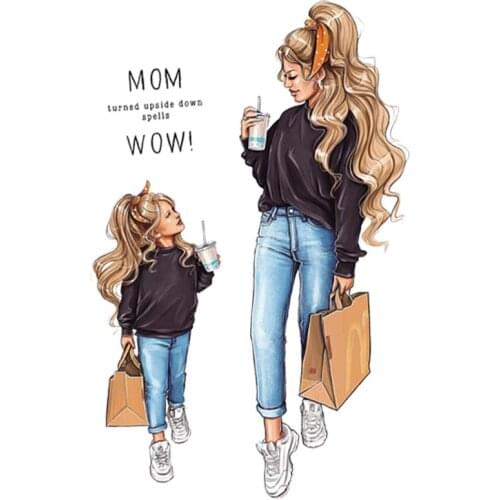 Thermal Stickers Stripe A-Level Washable Garment Thermal Transfer Diy Iron On Transfer Walking Mother Daughter