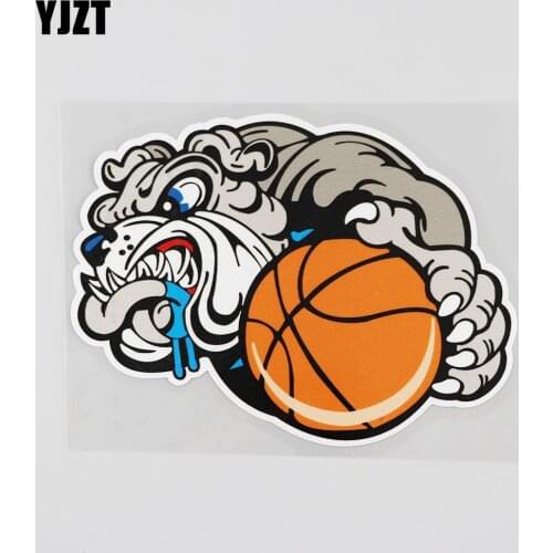 YJZT 13CMX9.8CM Interesting Bulldog Sport Basketball The Car Sticker Decal 13B-0125