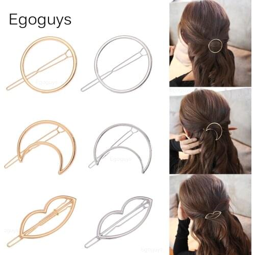 Girls Trendy Metal Alloy Hair Clips Women Vintage Geometric Hairpins Barrettes Hair Styling Accessories Square Circles Triangle