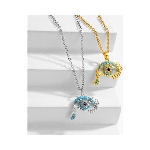 Lucky Eye Fatima Hamsa Hand Turkish Evil Eye Pendant Necklace Gold Color Long Chain Necklace for Women Girls Fashion Jewelry