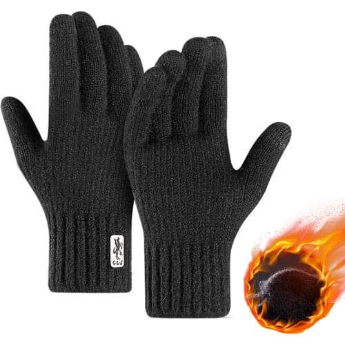 Winter Touch Screen Gloves For Men Outdoor Windproof Warm Alpaca Gloves Skin-friendly Soft Elastic Thick Knitted Mens Gloves