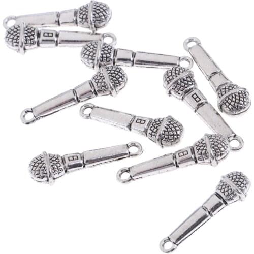 10pcs Set 1/12 Dollhouse Miniature Alloy Microphone Model Rooms Life Scenes Accessory Music Room Decoration