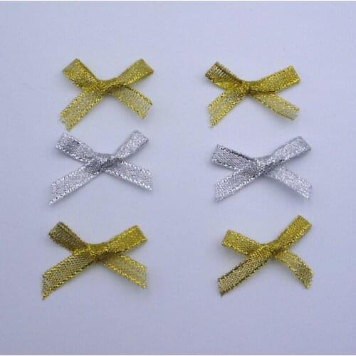 10pcs Latest Gold Silver Flower Ribbon Patch Bow Flower Applique For Sewing Patches Clothing Stickers Clothes parche bordado PE6