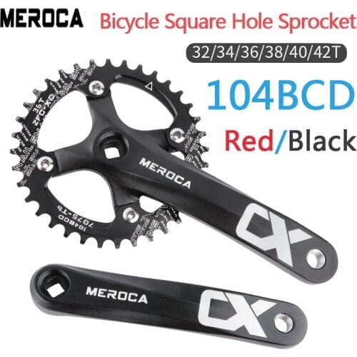 104BCD Bicycle Crank Set Sprocket Bicycle 170mm Square Hole Crank 30T 32T 34T 36T 38T 40T 42T Sprocket Mountain Bike Crank