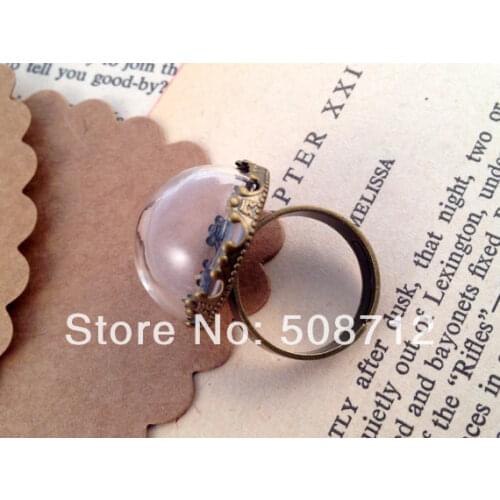 20sets Half Globe Clear Glass Bottle Ring DIY Antique Bronze Ring Base Terrarium Bottle Ring Apothecary Bottle Jewelry Supplies