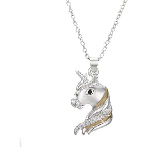 2020 Retro Animal Unicorn Head Pendant Necklace Gothic Style Necklaces Women Fashion Jewelry