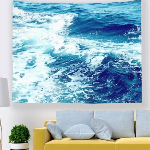 2021 Tapestry Wall Hanging Blue Ocean Wave Tapestry Sea Tapestry Nature Art Tapestry Hippie Decor For Bedroom Living Room Dorm