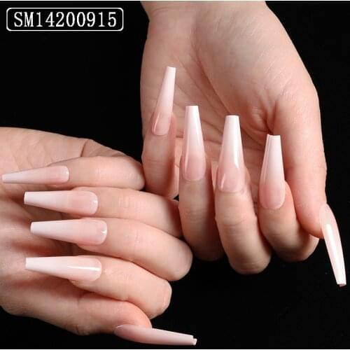 24pcs French Gradient Ballerina Matte /UV False Nail Detachable tips Nail Extension Manicure Press On Fake Fake Nails Beauty