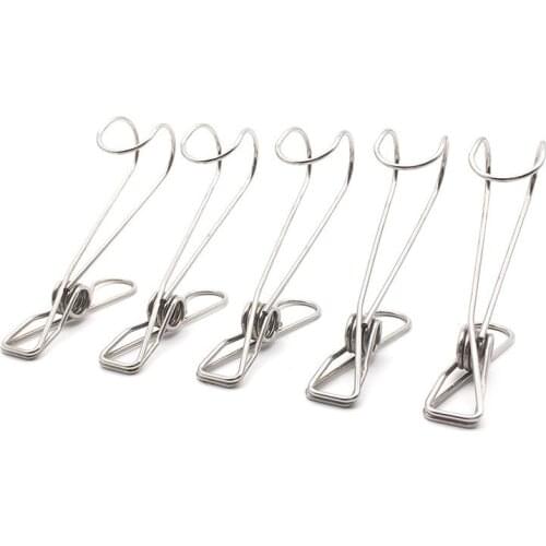 5pcs/set Portable Stainless Steel Clothes Pegs Windproof Beach Towel Clip Laundry Clothes Pegs Travel Mini Clothespins