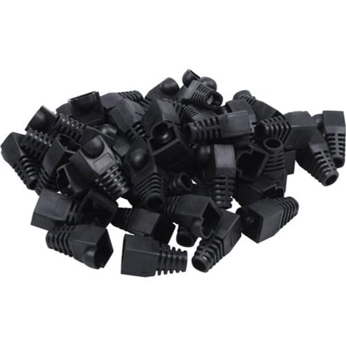 50pcs Black Boot Cap Plug Head For RJ45 Cat5/6 Cable Connector Modular Network Wholesale