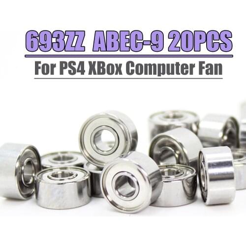 693ZZ Bearing 3*8*4 mm Computer Fan Ball Bearings 693 ZZ 20PCS ABEC-9 PC Cooling Case Fans R-830zz Repair FIX For PS4 XBox