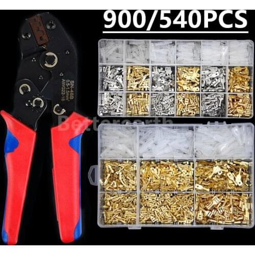 900/540Pcs Female Male Electrical Spade Wire Butt Connectors Lugs Battery Starter Cable Splice Crimp Terminals Kit Assortment
