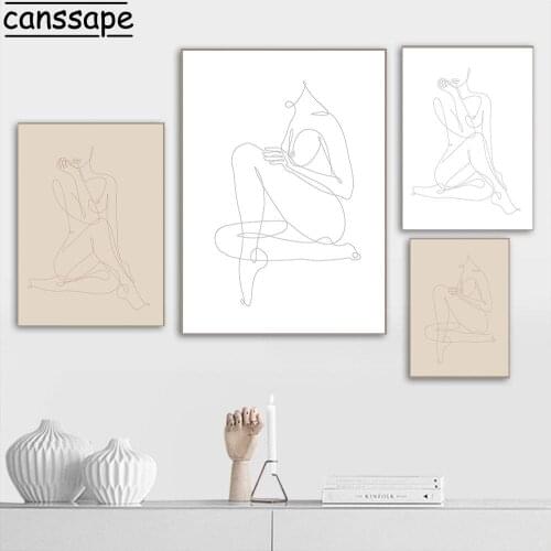 Abstract Canvas Painting Lines Poster Sexy Girl Posters Nude Drawing Print Nordic Wall Pictures For Living Room Home Decoration