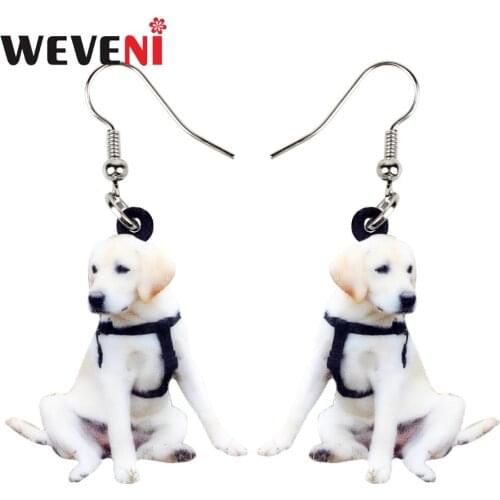 WEVENI Acrylic Sitting Collar Labrador Retriever Dog Earrings Dangle Drop Big Cute Animal Jewelry For Women Girls Teens Charms