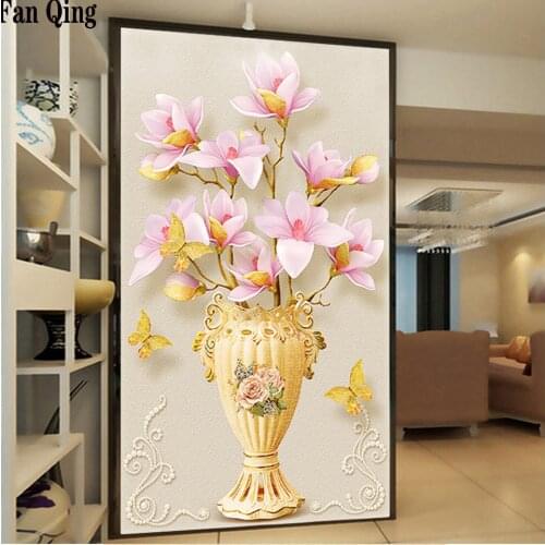 Magnolia butterfly flower vase Diamond Painting Vestibule Floral Round Full Drill DIY Mosaic Embroidery 5D Cross Stitch gifts
