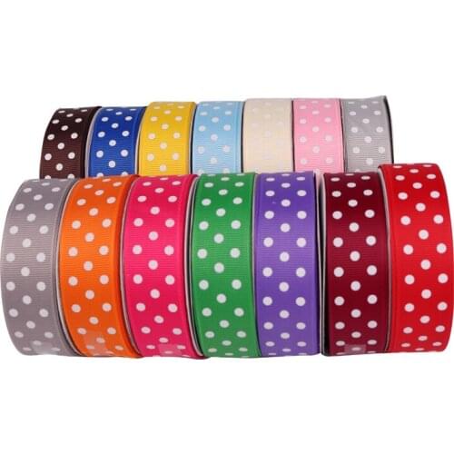 Grosgrain Satin Ribbons for Craft Dots Printed Bow Ribbon Gift Packing Wrapping Home Decoration DIY Crafts Supplies 25mm 25yards