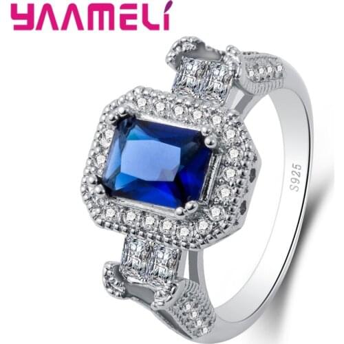 Noble Geometric Design 925 Sterling Silver Finger Rings For Men Boys AAA+ Cubic Zirconia Crystal Jewelry Accessories