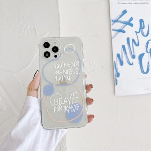 2021 Straight TPU Phone Case For iPhone 12Mini/11/12Pro Max XR XS Max Precision English Letter Funda Cover For iPhone SE 7 8Plus