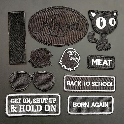 Black Glasses Embroidery Patches Iron On Patch Embroidered Patchs Badge Appliques For Clothing Stickers Backpack Bags