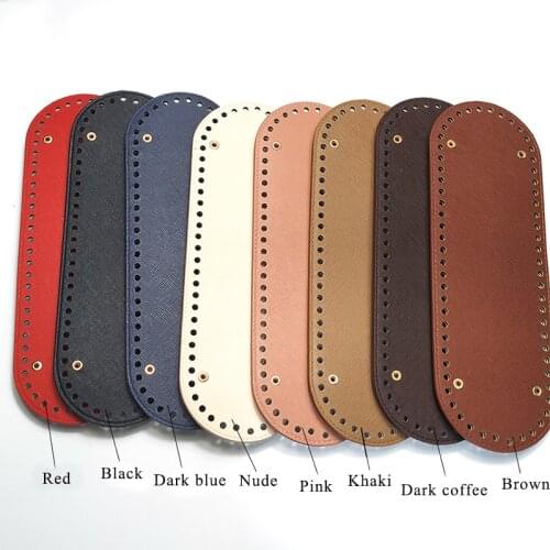 Bag Bottom 30*10CM PU Leather Oval Cross Texture Bag Bottom With Round Hole Women DIY Sewing Bag Accessories KZBT013