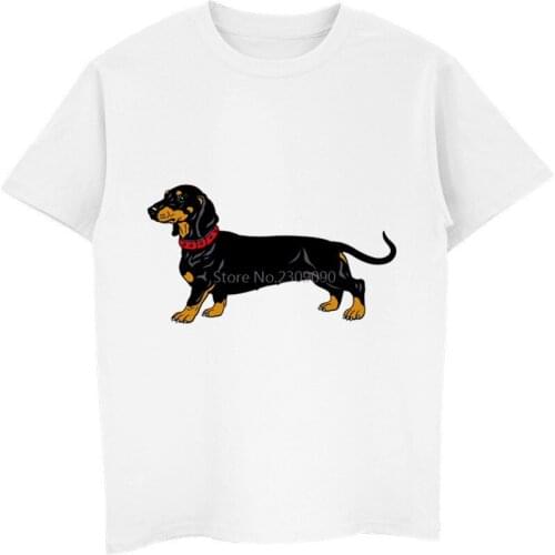 Summer Hot Sell Lovely Dachshund Dog Printed T-shirt Casual Mens Cotton Short Sleeve T Shirt Hip Hop Unisex Shirts Cool Tees
