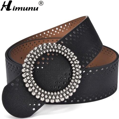 [HIMUNU] Luxury Designer Drand Belt Vintage Genuine Leather Belt for Women Fashion Skirt Women Belt Candy Black Red Colors