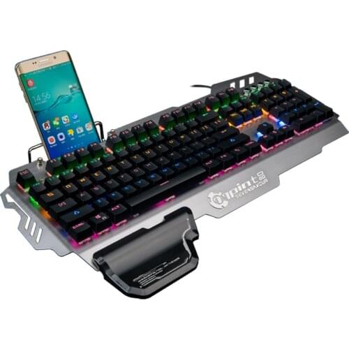 Professional Gaming Keyboard Mechanical Keyboard Ergonomics Design Backlit with Phone Holder 104 Keys Waterproof for PC Laptop