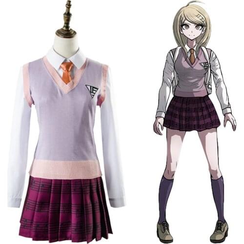 Anime Danganronpa V3 Akamatsu Kaede Cosplay Outfit Costume Top+Skirt Halloween Carnival Costumes