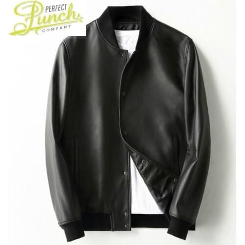 Sheepskin 2021 Coat New Autumn Genuine Leather Men Motorcycle Bomber Jacket Plus Size Veste Cuir Homme KFS19M019 KJ2171