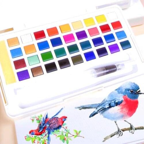 Metallic Watercolor Paints 12/24/36 Glitter Professional Watercolors Set with Paint Brush Art Supplies for Water Color Painting