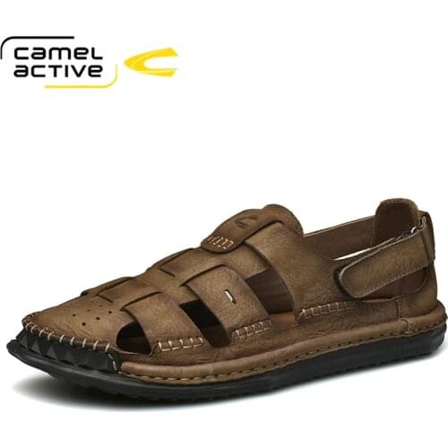 Camel Active New Mens Sandals Summer Hollow Genuine Leather Male Soft Venting Elastic Middle-aged Business Non-slip Casual Shoe