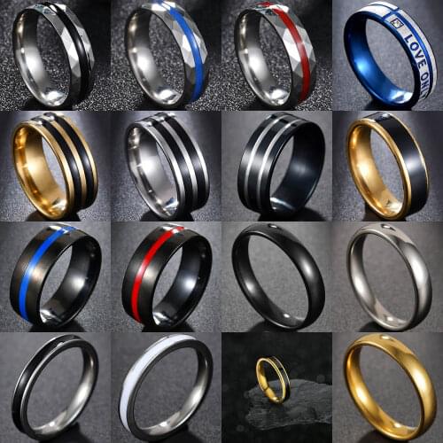 Mens fashion gold ring 6mm 8mm wide oil dripping 316L stainless steel ring womens jewelry Valentines Day