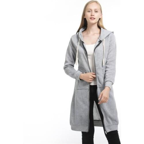 2019 autumn and winter new ladies hooded long sleeves in the long section plus size plus velvet thick coat