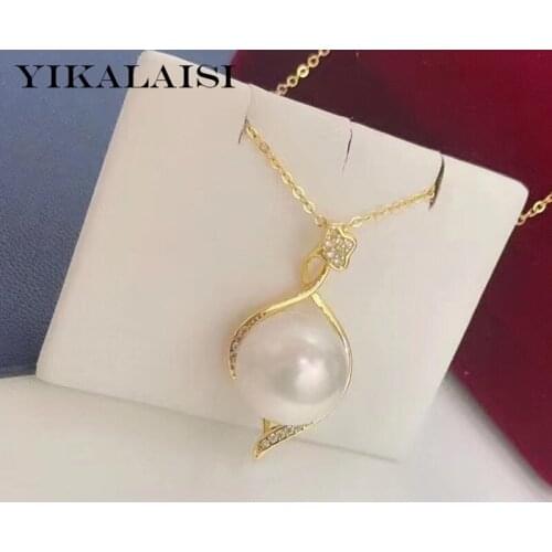 YIKALAISI 925 Sterling Silver Necklaces Jewelry For Women 11-12mm Oblate Natural Freshwater Pearl Pendants 2021 Wholesales