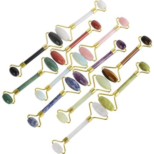 Wholesale natural stone Facial Massage Roller PracticalJade SlimingFace Anti Wrinkle Body Head Portable Beauty Health Care Tools