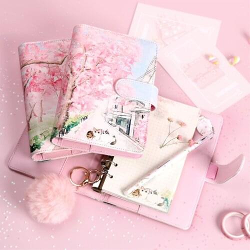 Cherry Blossom Handbook Gift Box Set Japanese Loose Leaf Book Color Inside Page Antique Cute Student Notebook Planner