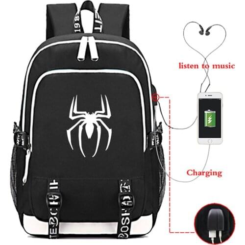 2021 New Marvel Superhero Spiderman Luminous Backpack Disney Cute Spider Print Student Boy Girl Breathable School Bag