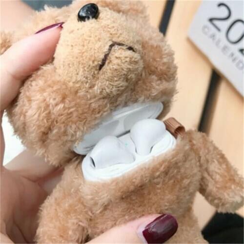 Silicone Cover Case Wireless Teddy Bear Plush Earphone AirPods Case Cute Protective Cover For Apple Earphone Accessories skin