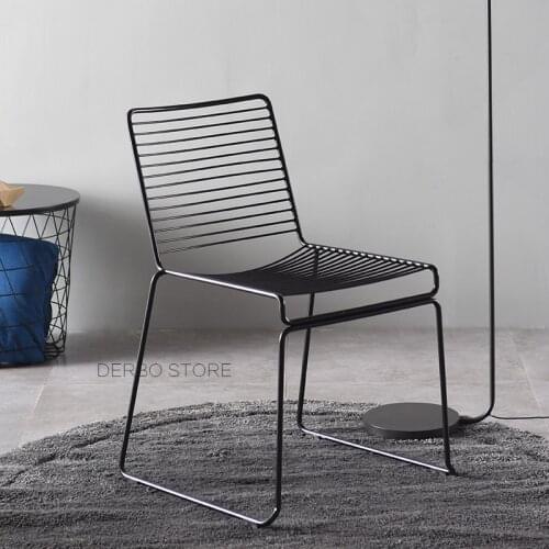 Nordic Studio Wire Hee Chair Modern Classic Loft Metal Outdoor Chair Stackable Steel Cafe Side Chair with Pad 1PC