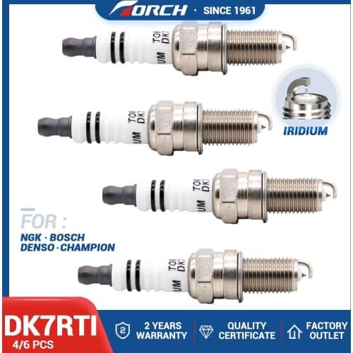 6pcs/4pcs TORCH Spark Plug DK7RTI for SGM FAW JILIN Car Auto Automobiles CHAMPION RER8WYB Autolite 4164 NGK DCPR7EIX Denso IXU22