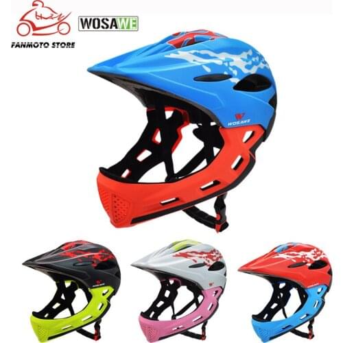 WOSAWE 3-12 Year Old Full Covered Kid Helmet Balance Bike Children Full Face Helmet Cycling Motorcycle Downhill Safety Helmet