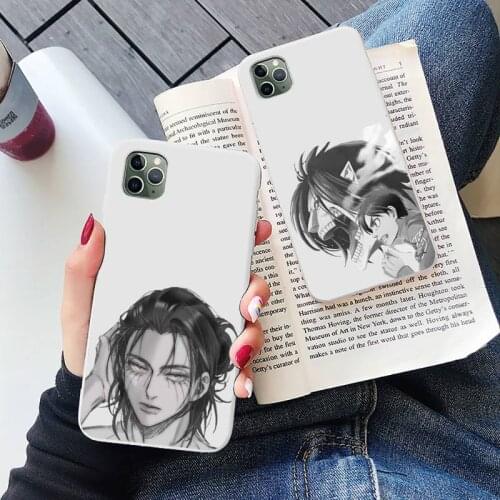 Japanese Allen Attack On Titan Phone Case Candy Color for iPhone 6 6S 7 8 11 12 XS X SE 2020 XR mini pro Plus MAX mobile bags