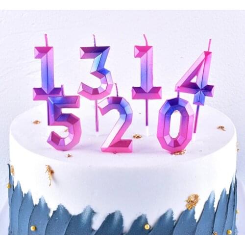 Happy Birthday Number Cake Candles Colorful 0 1 2 3 4 5 6 7 8 9 Cake Topper Kids Girls Boys Bar Baby Party Supplies Decoration