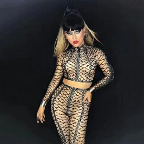 Lady Jazz Dance Costume Dj Female Singers Dress Stage Nightclubs DS Showing Bodysuit Clothing Bar Elegant Performer CostumeDJ386