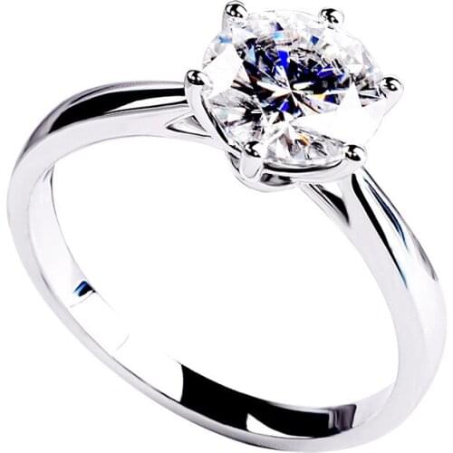 Classic Big Diamond Engagement Ring for Women 925 Sterling Silver Luxury Exquisite Elegance Charm Wedding Party Anniversary Gift