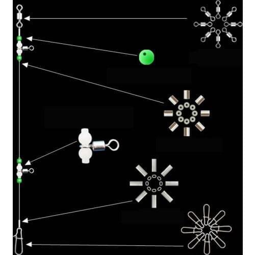 1 Group Fishing Tackle Line Swivels Night Luminous Beads Pins Rolling Connector Lure String Hooks Fishing Gear Fishing Accessori