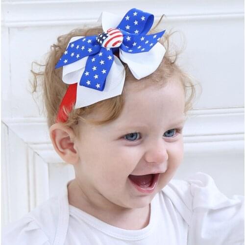 1 Piece MAYA STEPAN Children Fashion Bow Knot American Flag Hair Head Band Baby Newborn Hair Rope Headband Headwear Headwrap