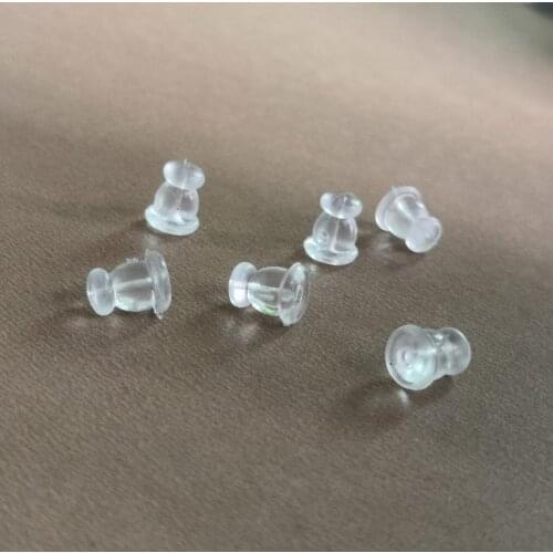 100 PCS 5*6.1mm Transparent Earplugs Stud Earring Stopper DIY Earrings Accessories